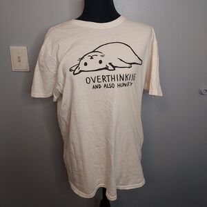 Hot Topic Black Matter Overthinking Cat T-Shirt By Fox Shiver Size Large